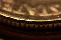 the edge of a dime